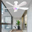 Ventilateurs de plafond 42 pouces RVB avec lumière DEL et télécommande / commande, plafonnier encastré, éclairage à intensité variable RVB, ventilateur de plafond blanc moderne pour chambre d'enfant, utilisation intérieure / extérieure couverte-117579841-117579840