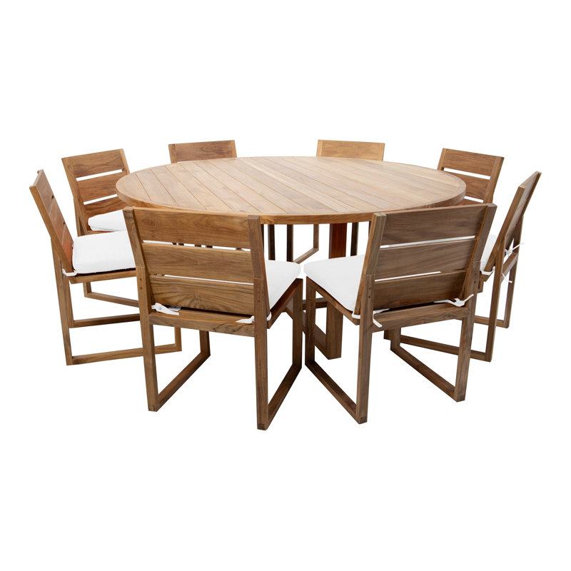 Uvita 8 - Person Solid Wood Solid Wood Top Four Leg Dining Set, Fern