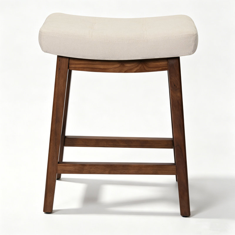 Tabourets de bar extra larges 19,7 po, Beige Linen Seat/Brown Frame