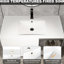Meuble-lavabo de 36 po avec lavabo en céramique, 2 portes à fermeture douce, armoire blanche brillante, 1/2 porte en verre gris, meuble-lavabo en contreplaqué pour modernisation, demi-rénovation-130598182
