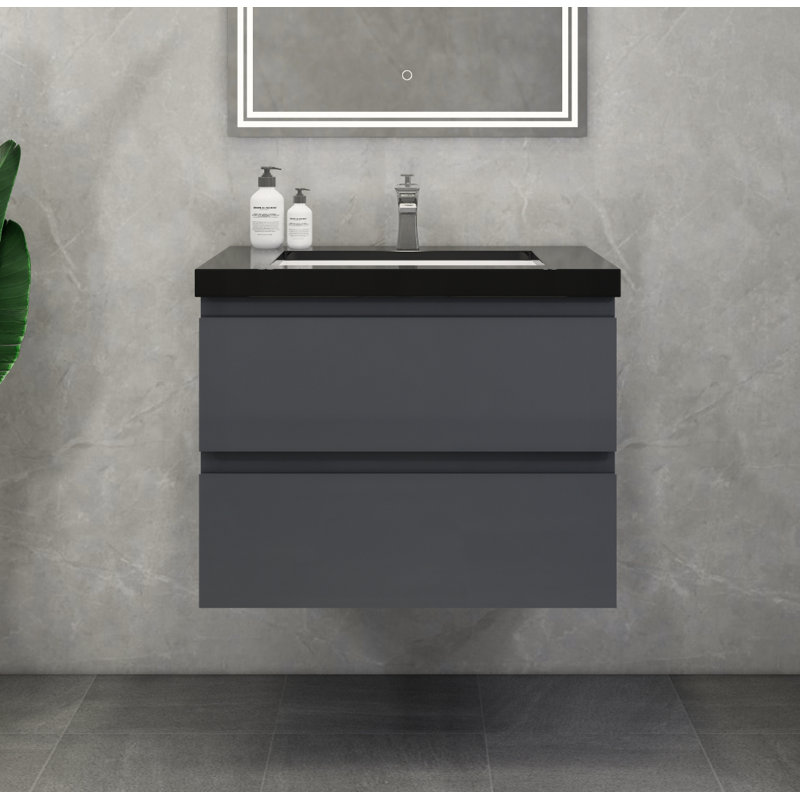 Ensemble de meuble-lavabo mural simple 30 po McConnico, Gris lustré