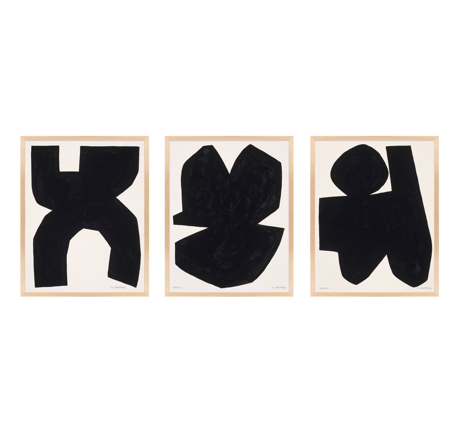 Shauna "Module on White" 3-Piece Painting Set, Brown, 20" H x 16" W x 1.25" D