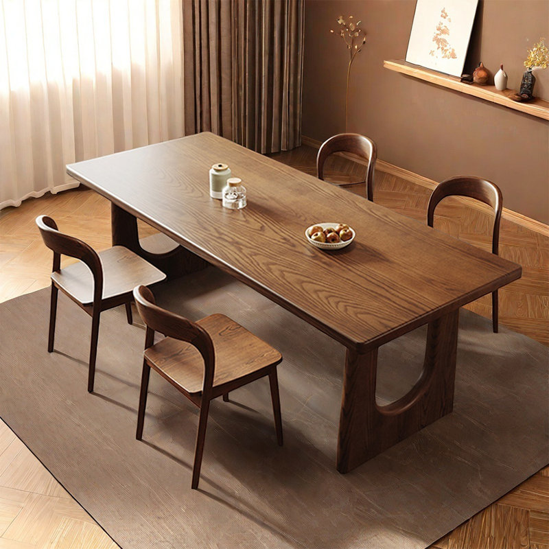 Ensemble de table de salle à manger rectangulaire en bois massif, H 29,52 po x L 86,61 po x l 35,43 po