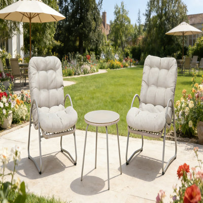 Ensemble de patio extérieur en osier 3 pièces, chaise d'appoint avec petite tablette, ensemble de chaises de lecture confortables, chaise longue ergonomique pour bureau, piscine extérieure, plage, patio