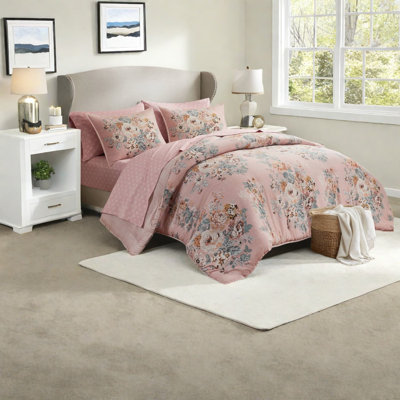 Ensemble de literie à motif floral rétro, polyester multicolore, confort élégant pour la chambre à coucher