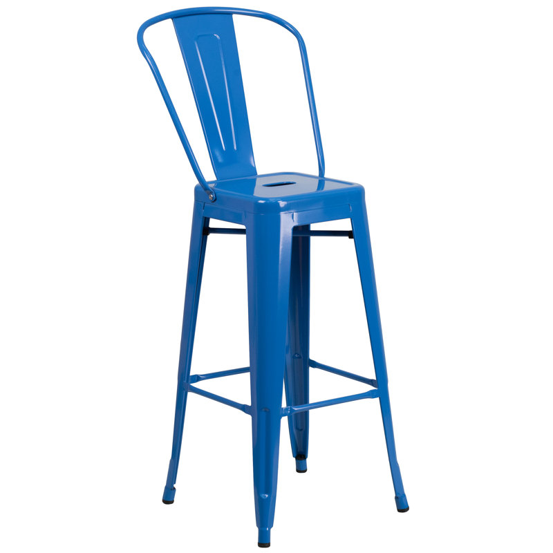 Ensemble de bar 3 pièces intérieur et extérieur Genece, Bleu, H 41 po x l 30 po x L 30 po