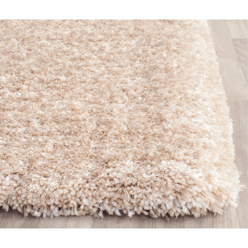 Delane Handmade Shag Champagne Area Rug, Rectangle 8' x 10'