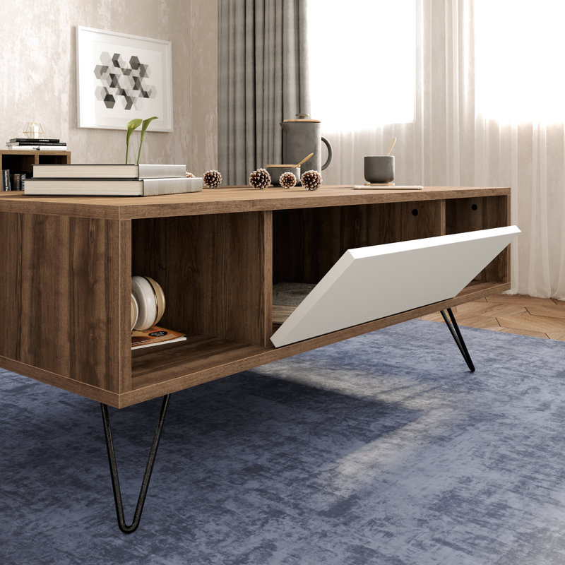 Kayce Coffee Table, Walnut/White