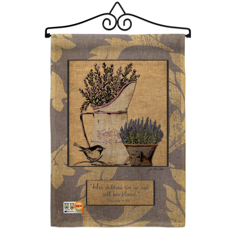 Proverbes 31:28 2-face en toile jute 19 x 13 po drapeau de jardin
