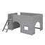 Lit mezzanine bas en bois avec tablettes de rangement et glissade-811447767