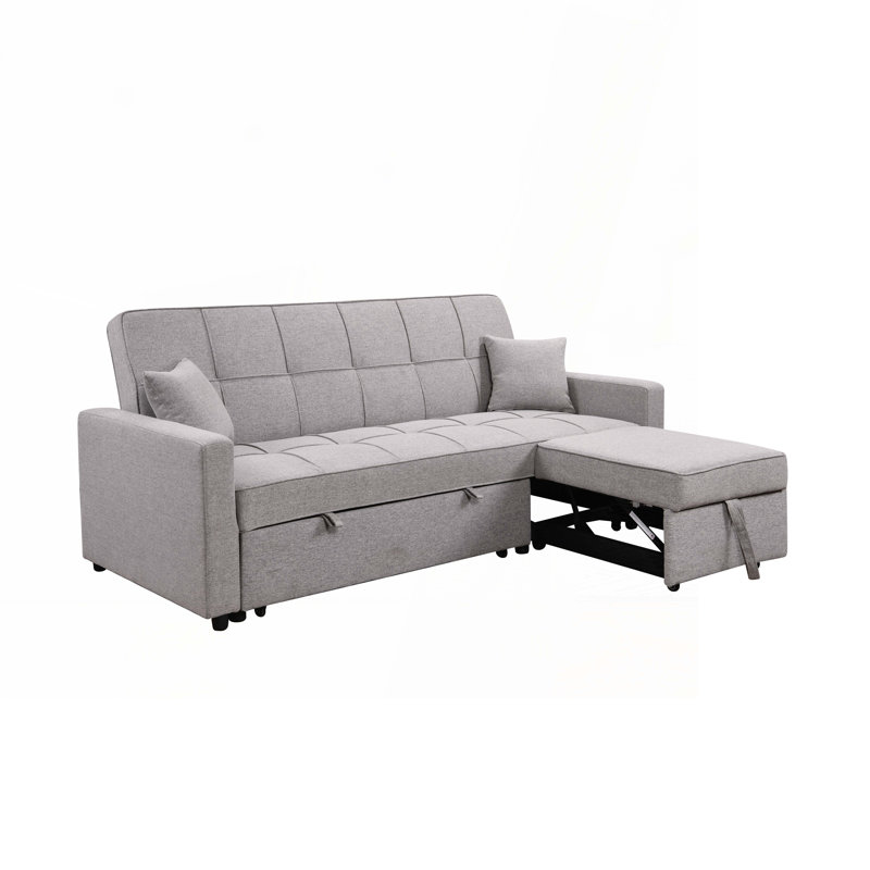 Convertible Sleeper Sofa Bed with Pullout Bed, Light Gray