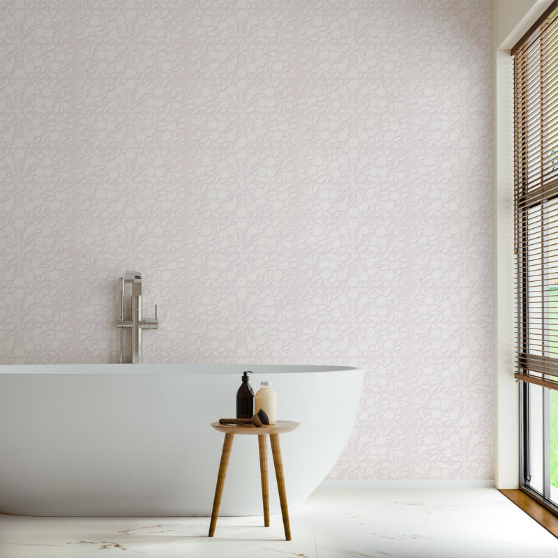 Rouleau de papier peint L 10 pi x l 24 po The Signature Peach on the Vine, Rougir, Faux Grasscloth