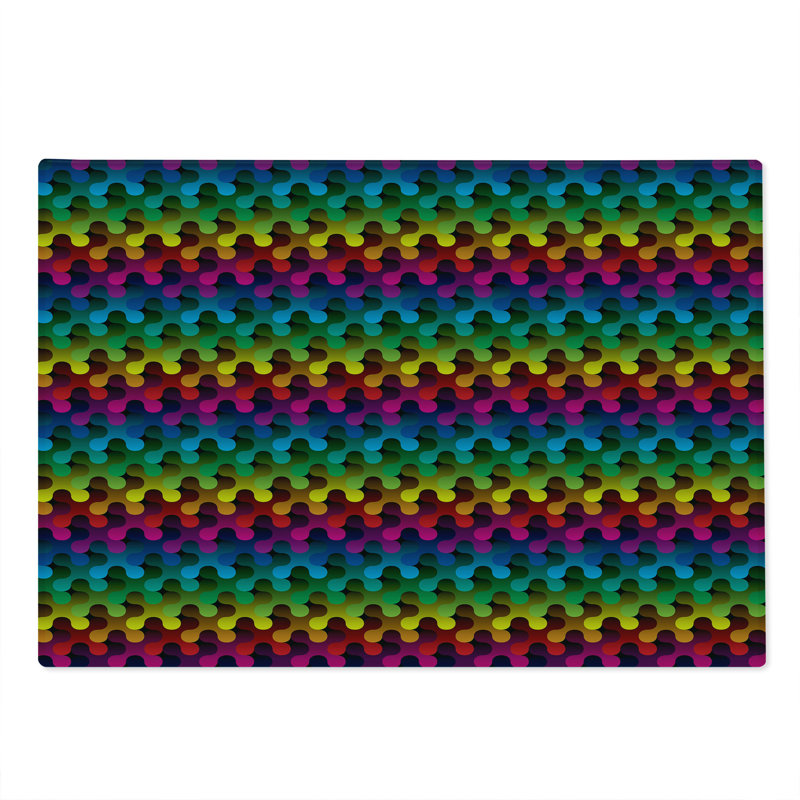 Ambesonne Geometric Cutting Board Large Size Digital Game Style Multicolor
