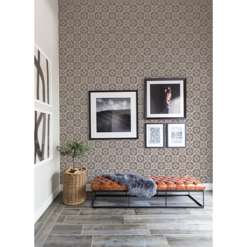 Ravello Trellis Geometric Luxury Wallpaper, Mink