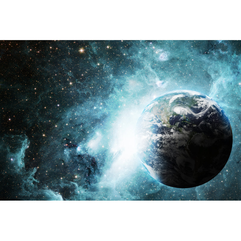 Earth And Stars In Outer Space - Wrapped Canvas Print, 30cm H x 46cm W x 3.8 cm D