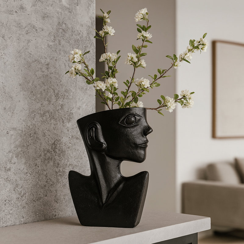 Khennedi Handmade Aluminum Table Vase, Black