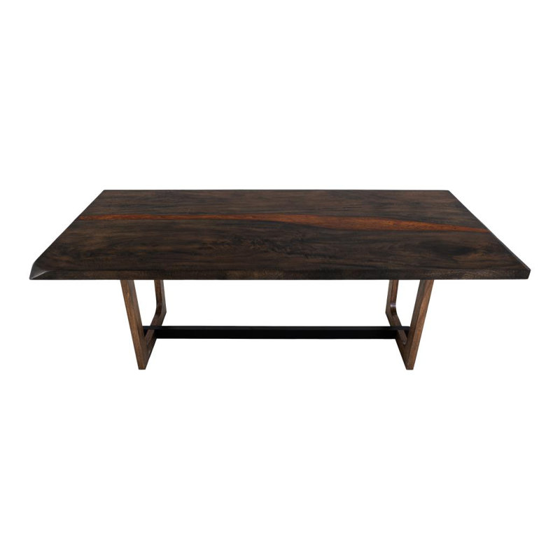 Table rectangulaire à double piédestal, brun