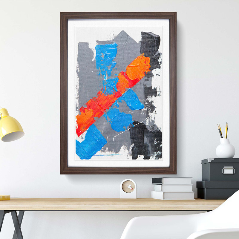Abstract Art Painting Vol.365 by S.Johnson - Framed Print, 36cm H x 27cm W x 2cm D, Walnut Framed