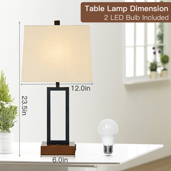 Home Decorators Collection Lampe de table avec prise USB, 28 po