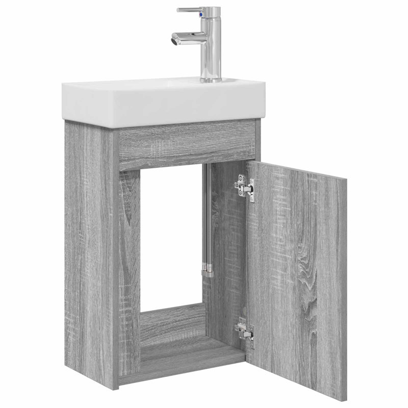 Single Bathroom Vanity with Ceramic Basin, Grey Sonoma
