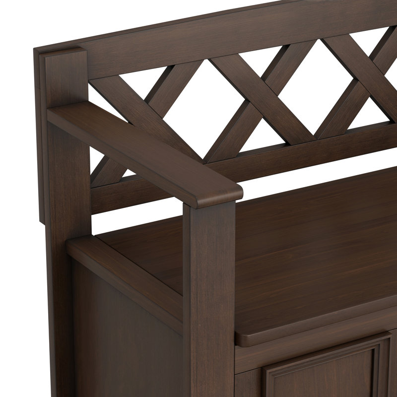 Banc de rangement en bois massif Amherst, Brun naturel vieilli
