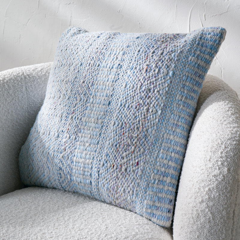 Indoor / Outdoor Geometric Square Cushion, Blue
