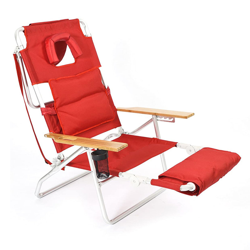 Ostrich Deluxe 3N1 Adjustable Padded Sports Chair with Footrest, Red (4 Pack)