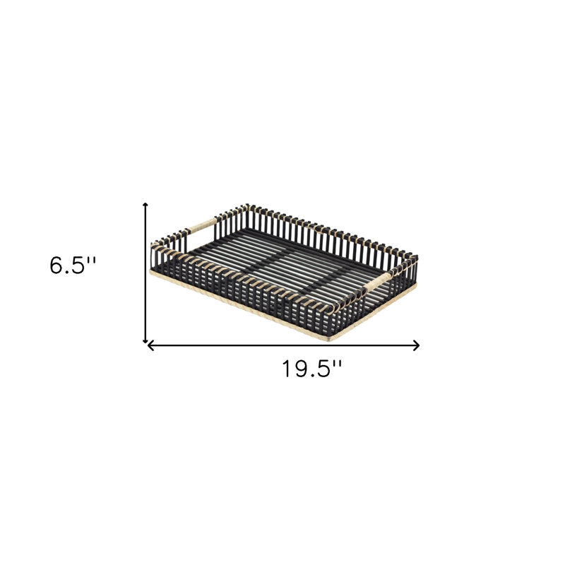 Ensemble de deux plateaux de service rectangulaires noirs en bois massif avec poignées