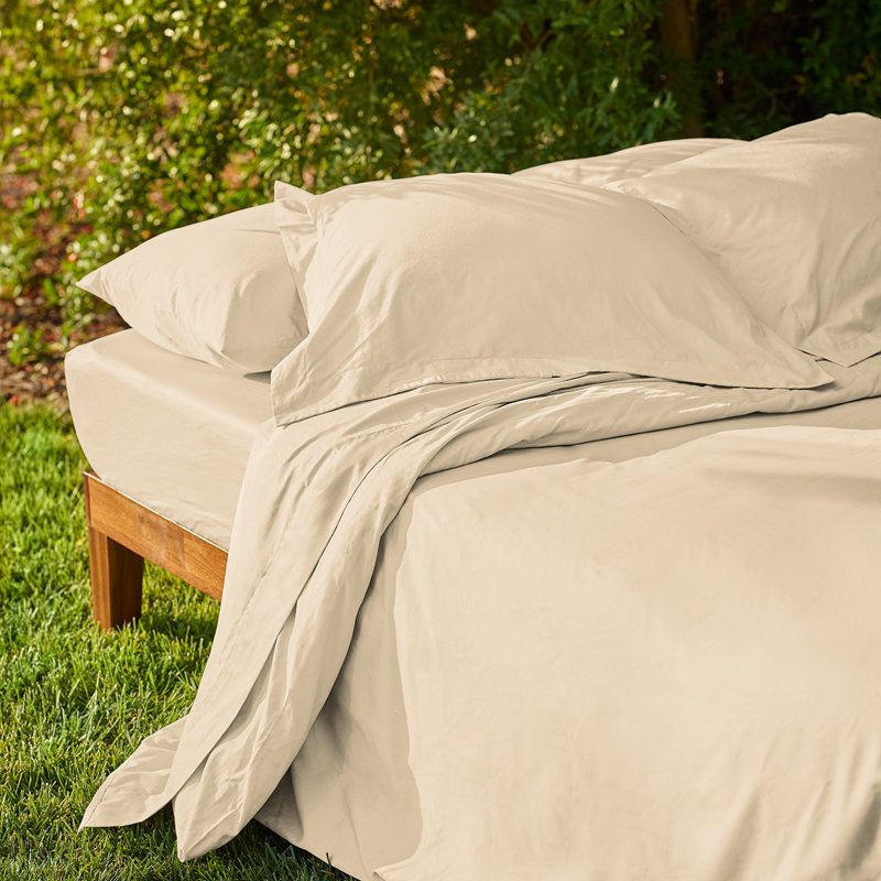 Sunrise Sateen Sheet Set, Sand, Twin XL Sheet Set with 2 Pillowcases