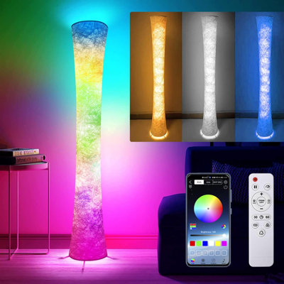 2 Pcs Floor Lamp Smart RGB LED Corner Lamp With Music Sync And DIY Temperature APP & Remote Contro Changing Standing Floor Lamp For Bedroom Living Room