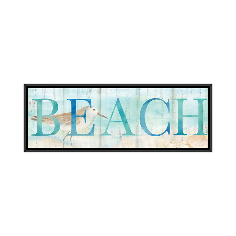 «Beach Sandpiper Sign» par Cynthia Coulter - impression panoramique sur toile tendue, H 12 po x l 36 po x P 1,5 po