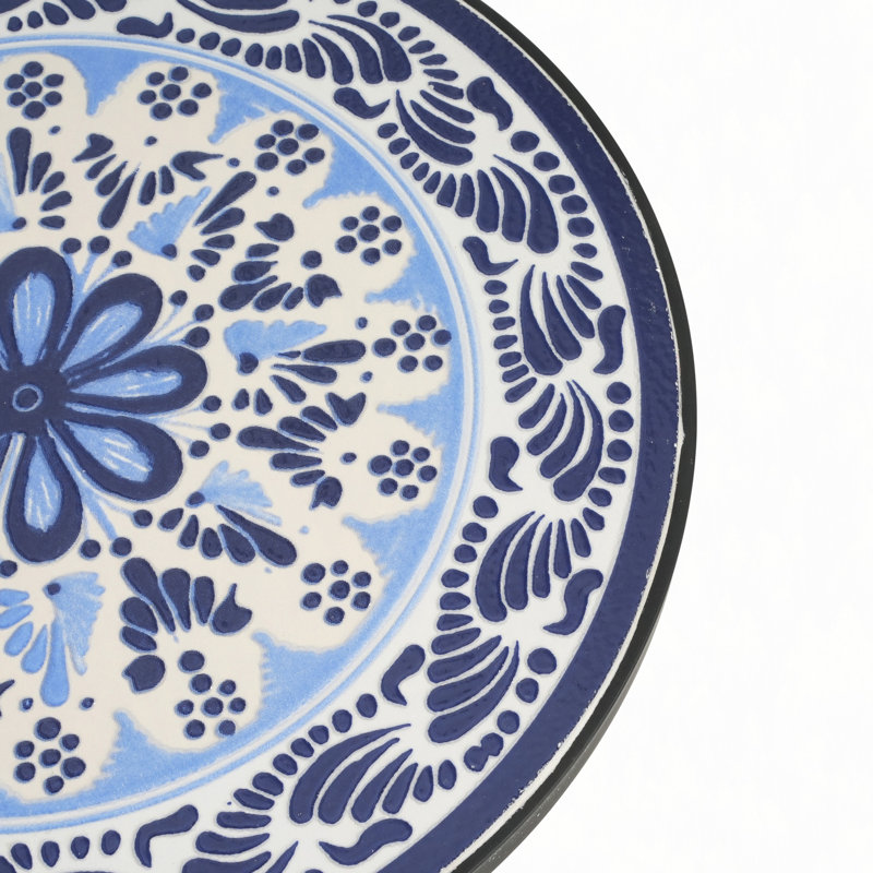 Patio Side Table, Black;Blue / Black