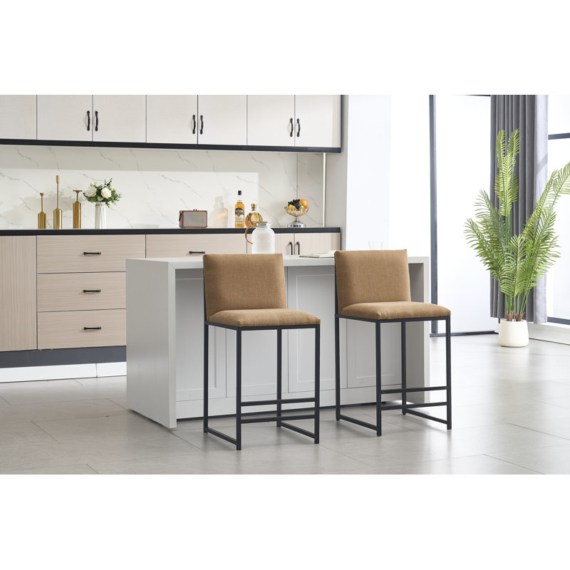 Zavier  Upholstered Linen Bar Counter Stools