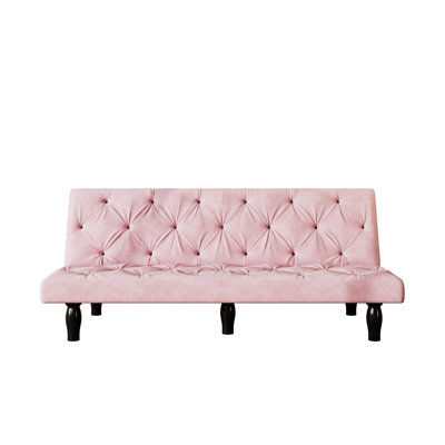 Pink Velvet Bed With 66 - Inch Depth, Frame, 3 Adjustable Positions, High Elastic Foam Filling, Matches Any Decor Style Bed, Gears For To Conversion, And Hand Pulled Design, Comfortable Support