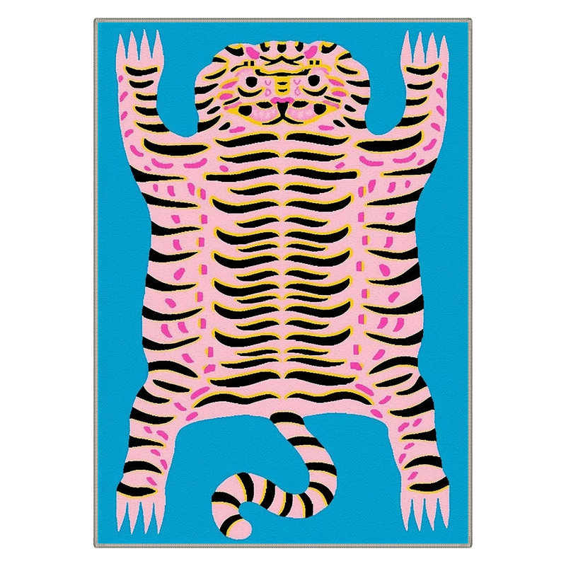 Funky Tiger Animal Print Machine Washable Indoor Area Rug with Non-Slip Backing, Nexus, Rectangle 5' x 7'