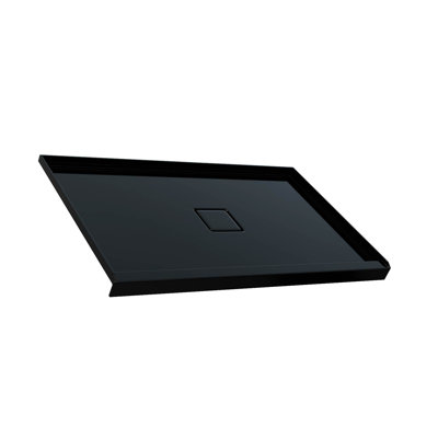 Base de douche rectangulaire 48 po x 36 po noire avec seuil simple et drain central, plateau de douche en alcôve en acrylique antidérapant, finition résistante aux égratignures, facile à nettoyer
