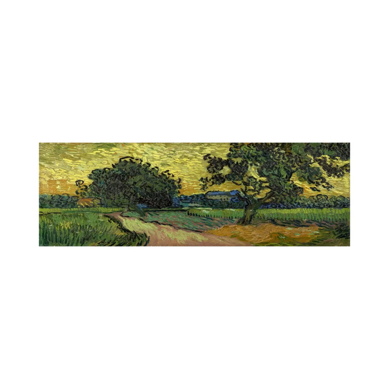 Landscape At Twilight by Vincent Van Gogh - Wrapped Canvas Panoramic Painting, 30.48 cm H x 91.44 cm W x 1.91 cm D