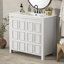 Organisateur de meuble-lavabo 36 po avec lavabo en céramique, ensemble armoire de rangement pour salle de bain, blanc antique-121294551