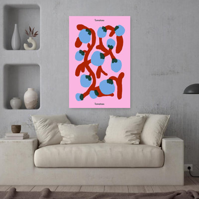 «Whimsical Blue Tomatoes», art mural