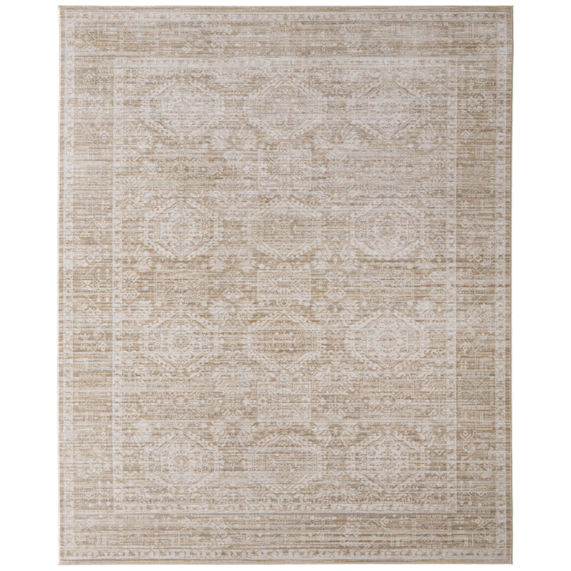 Thara Traditional Medallion, Tan/Ivory, 10'-0" x 12'-8" Area Rug, 10' x 12'8"
