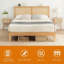 Structure de lit très grand en rotin avec tête de lit naturelle, lit plateforme de style bohémien avec lumières DEL, aucun sommier requis-1852326626