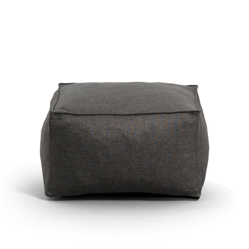 Upholstered Pouf, Gray Polyester Blend