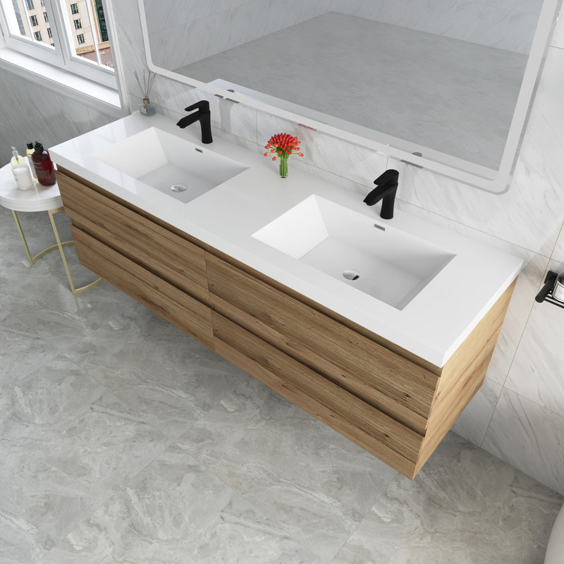 72 po Meuble-lavabo mural double avec lavabo W