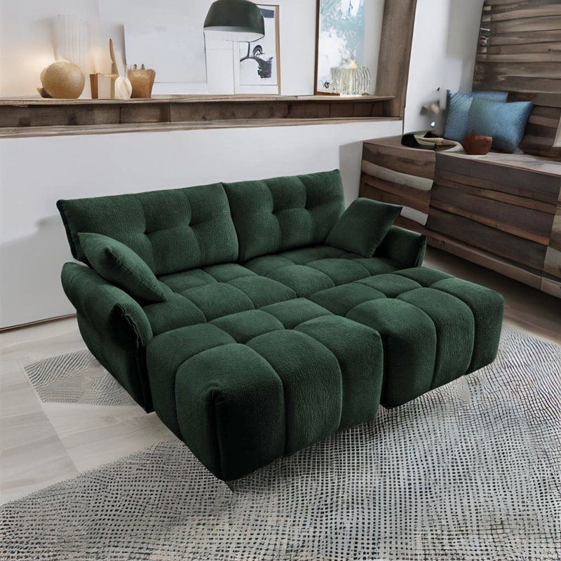 2-seater Sofa Set With 2 Ottomans, Green