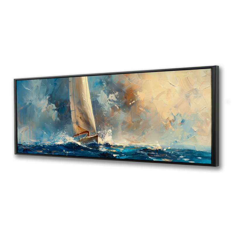 Petite vague - Toile encadrée turquoise pour la décoration intérieure