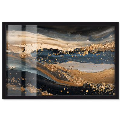 «River of Gold I Shadowbox Print» par Art Remedy, cadre noir, 55 x 37