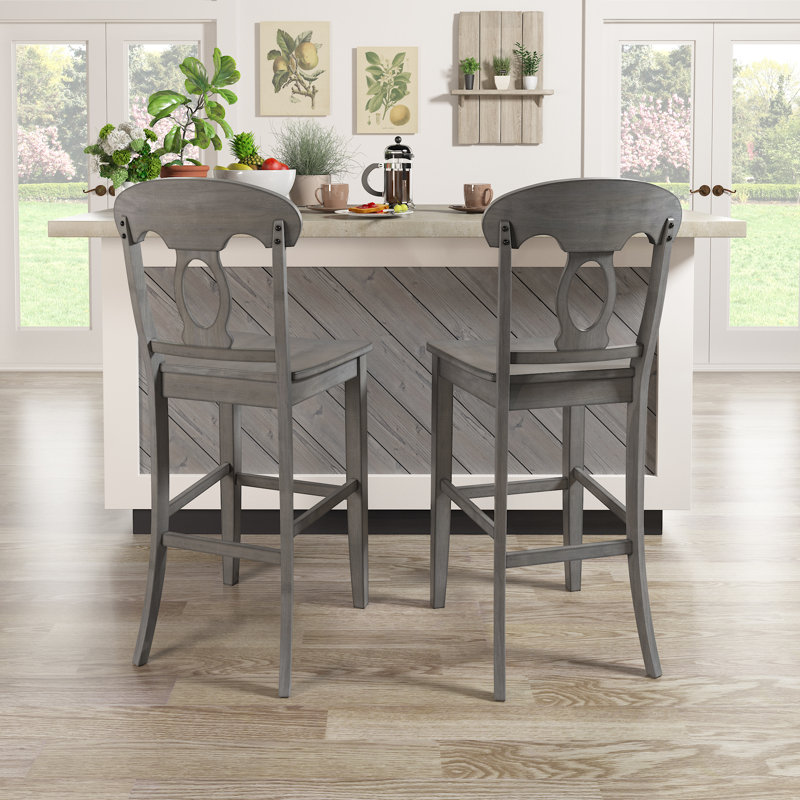 Beaufort Solid Wood Counter Stool, Antique Gray, Bar Stool (29” Seat Height)