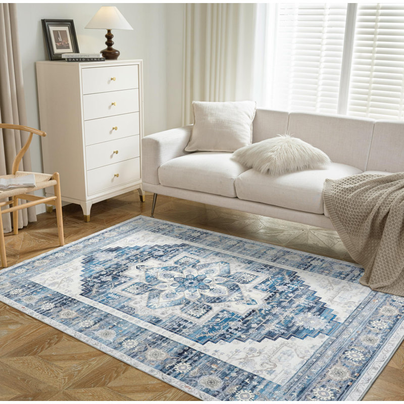 Tapis lavables à la machine pour tapis de salon Boho, Rectangle 5 pi x 7 pi