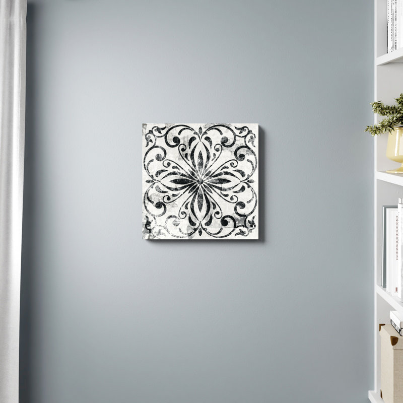 Motif géométrique noir et blanc I - reproduction sur toile tendue, H 20 po x l 20 po