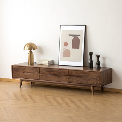 Modern Minimalist Black Walnut TV Stand Cabinet